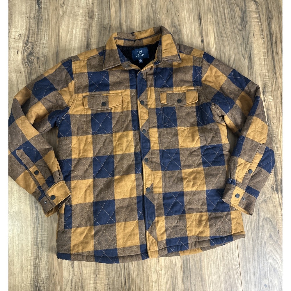 George Mens Button Up Jacket Large (42-44) Plaid Multicolored